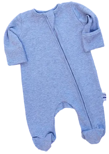 Zip & Snuggle Babygro - Melange Grey