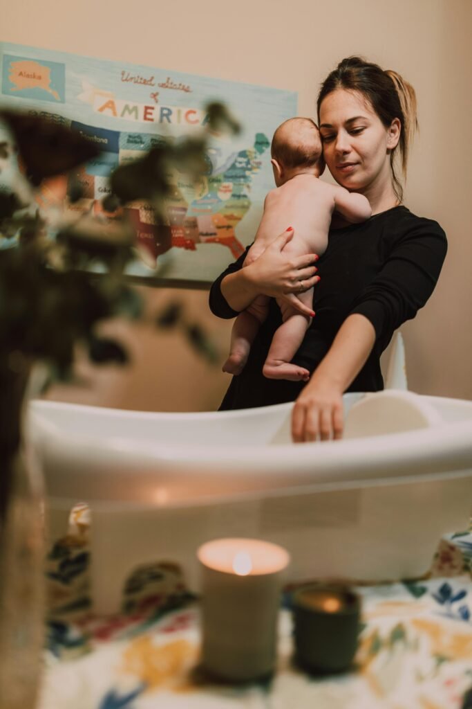 avoid sleep regression by having a calming bedtime routine bath