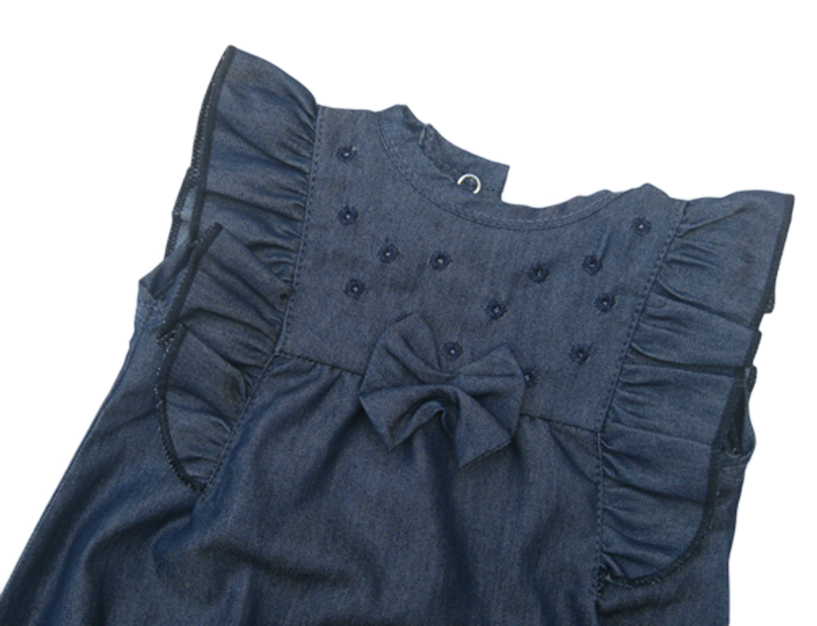 Denim Dot Bow Romper - Image 2