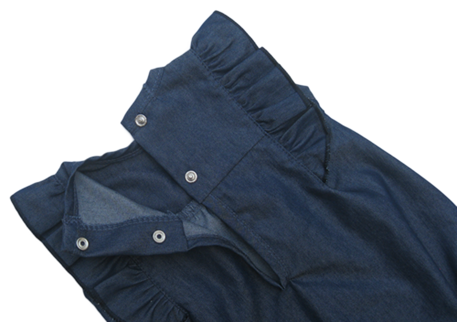 Denim Dot Bow Romper - Image 4