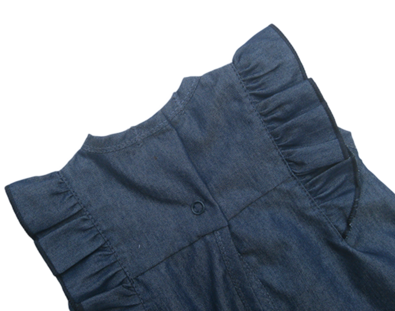 Denim Dot Bow Romper - Image 5