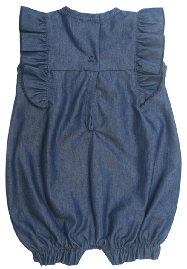 Denim Dot Bow Romper - Image 6