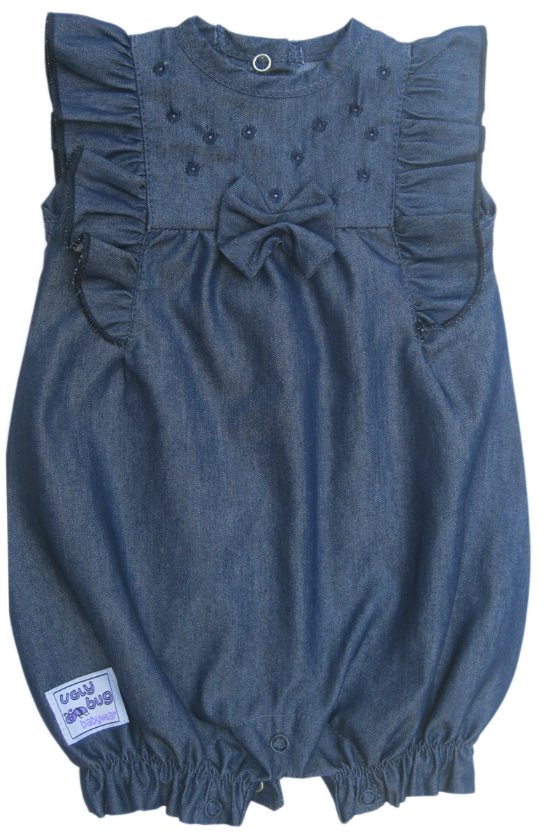 Denim Dot Bow Romper - Image 7