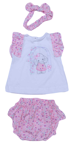 Baby Ele Frilly Set with Headband - Image 5