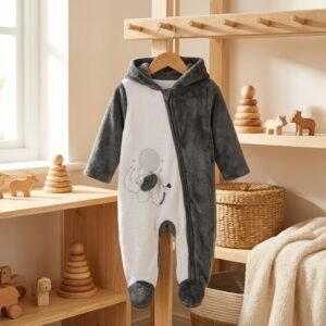 Charcoal Ele Zip Hooded Onesie