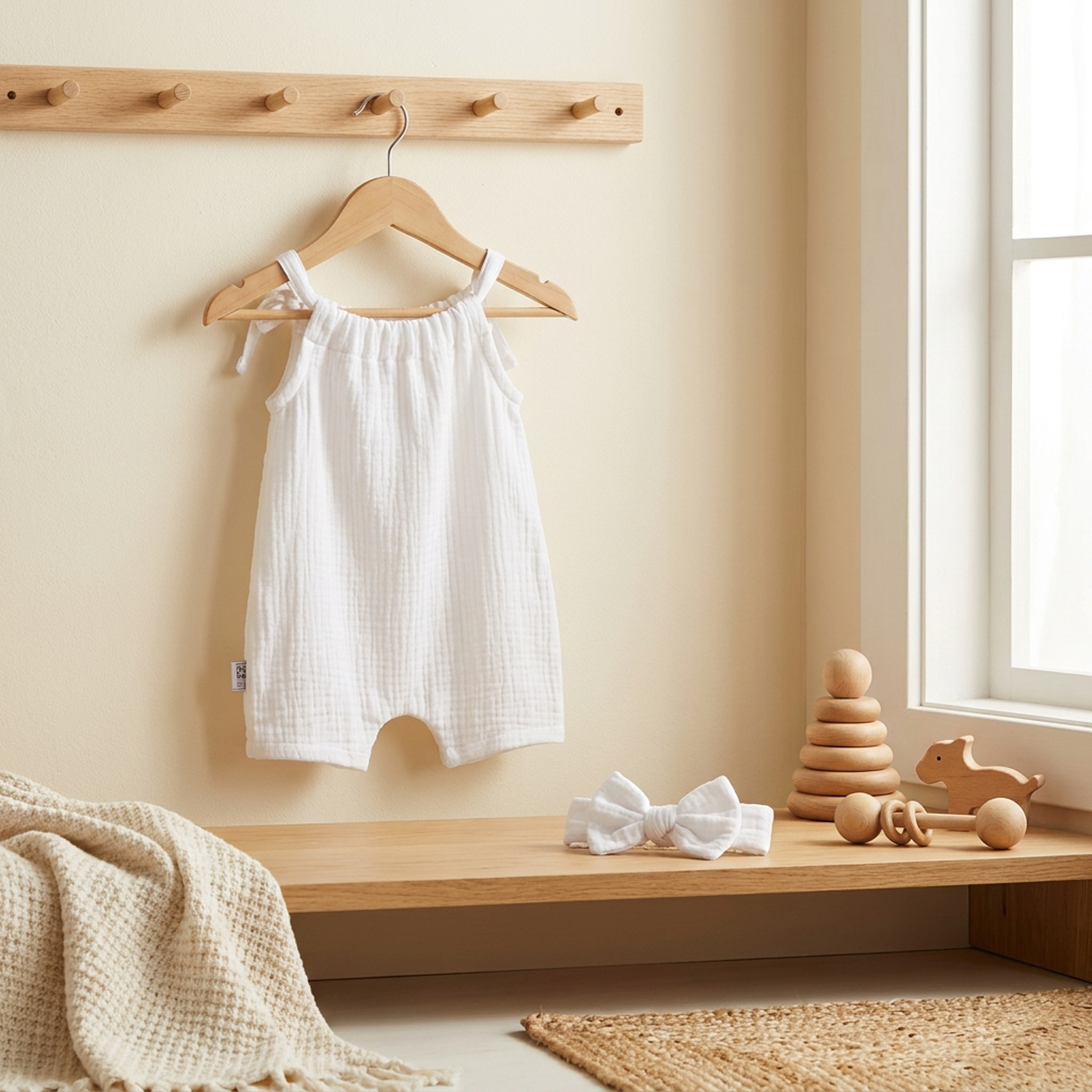 Baby Cotton Romper and Headband