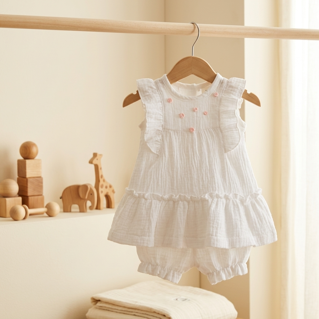 Rose Detail Frill Dress Set